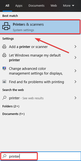 printers and scanners option windows 10  - Brother Printer Not Printing