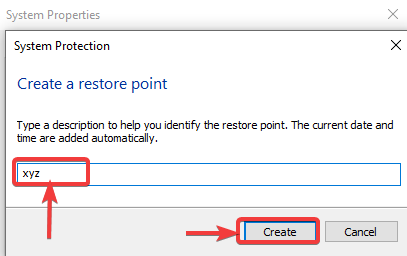 SystemPropertiesProtection create button