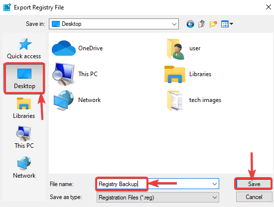 save registry backup file